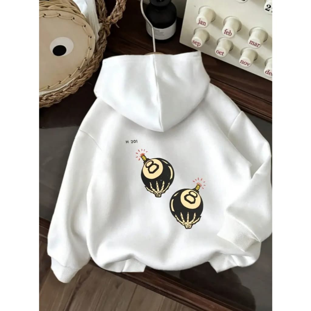 Moletom Unisex casual com e design de b0mbas de desenho animado - Cordão, conforto para todas as estações, hoodie casual