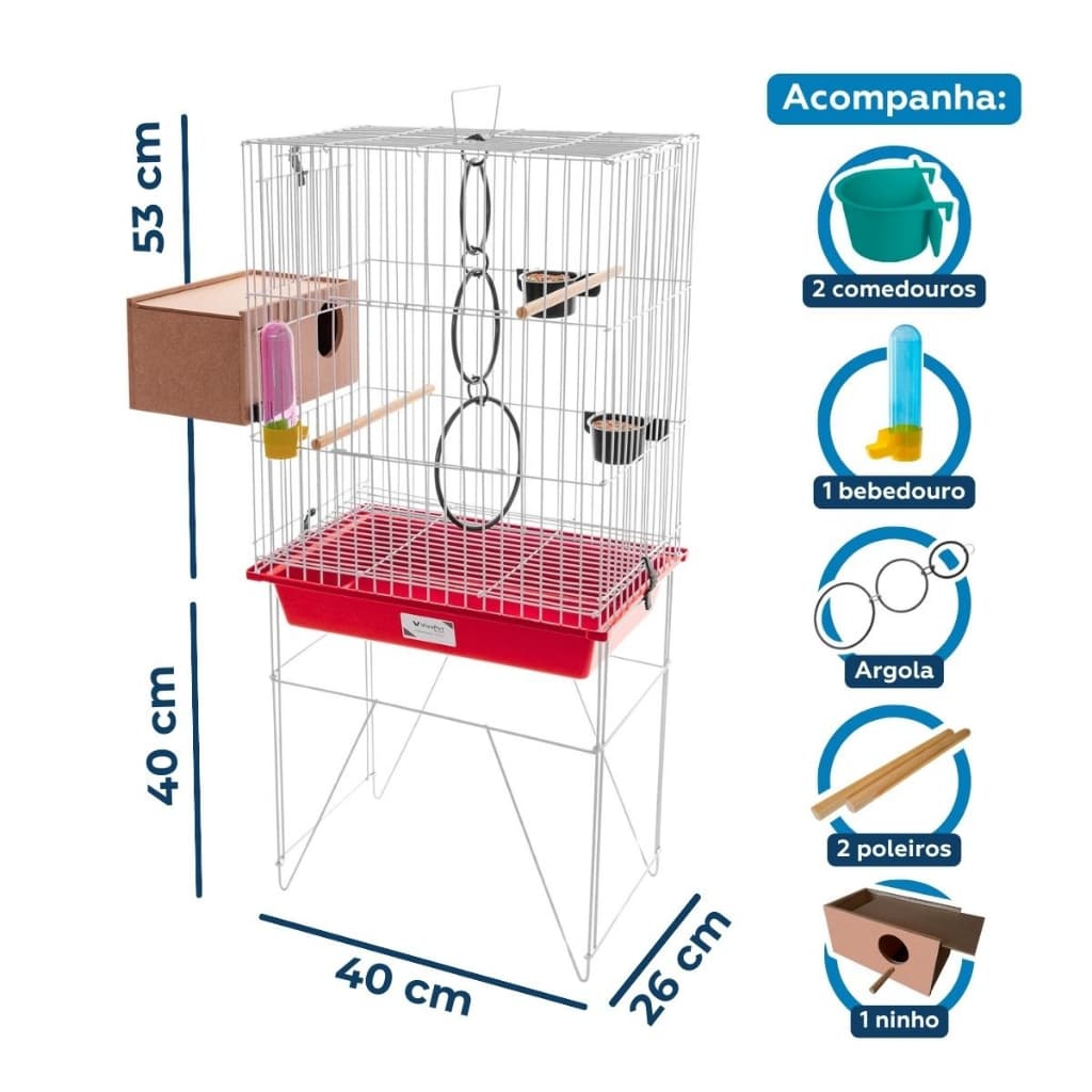 Gaiola Viveiro Agapornis Criadeira C/ Ninho Completa Acessórios Aves Pássaros
