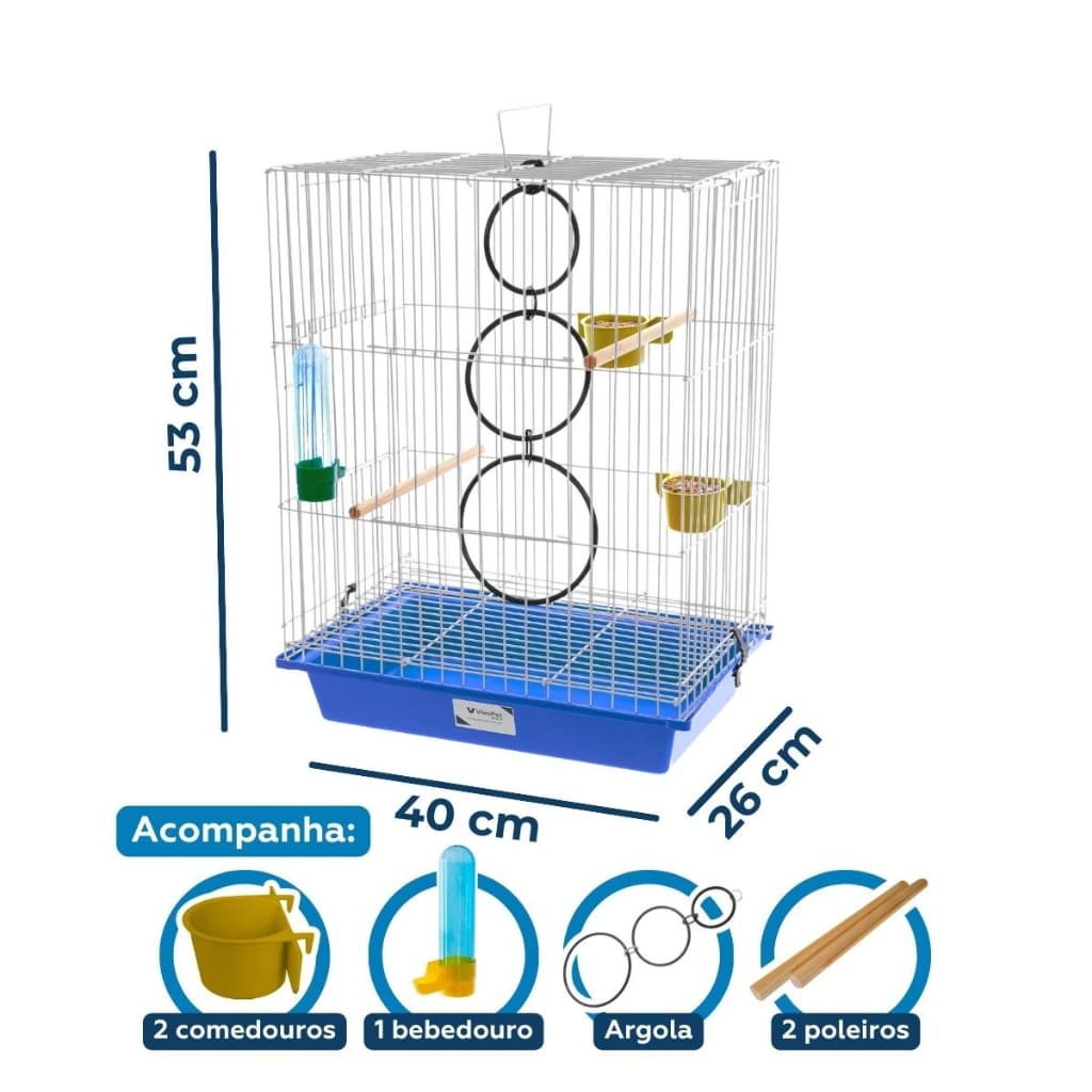 Gaiola Calopsita Luxo Completa Com Acessórios Para Pássaros Aves