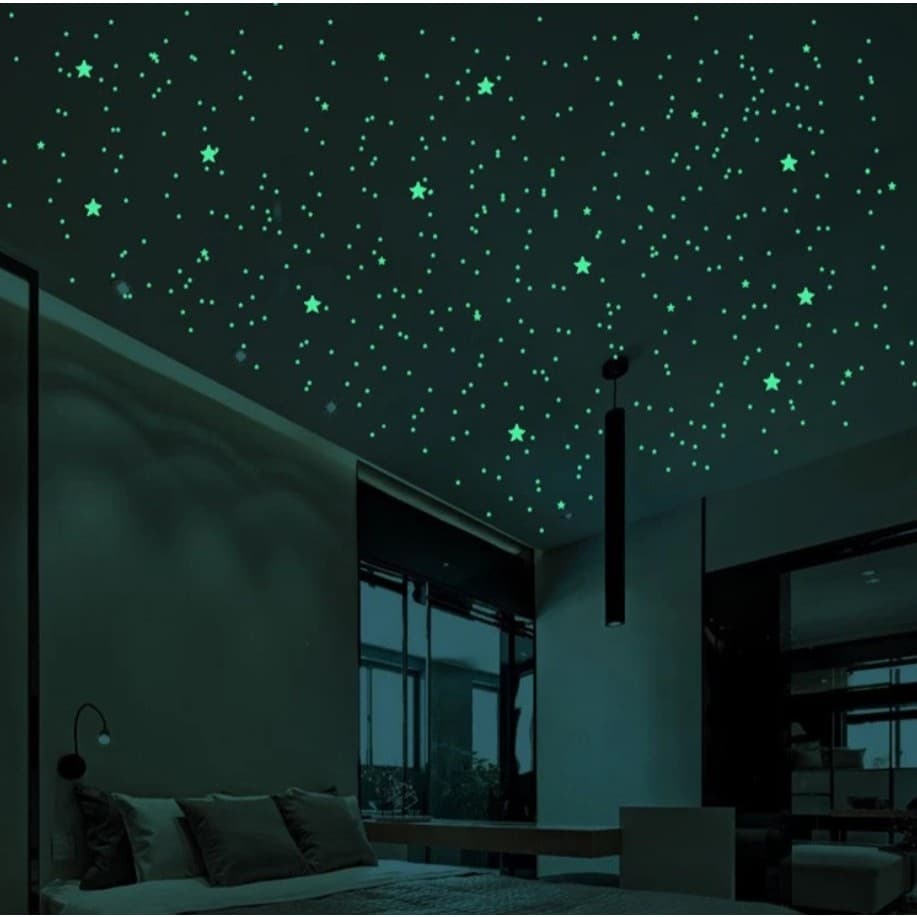 Kit 185 Estrelas que brilham no escuro auto Adesivas – eletroluminescente, Decoração Criativa para Teto Quarto Infantil