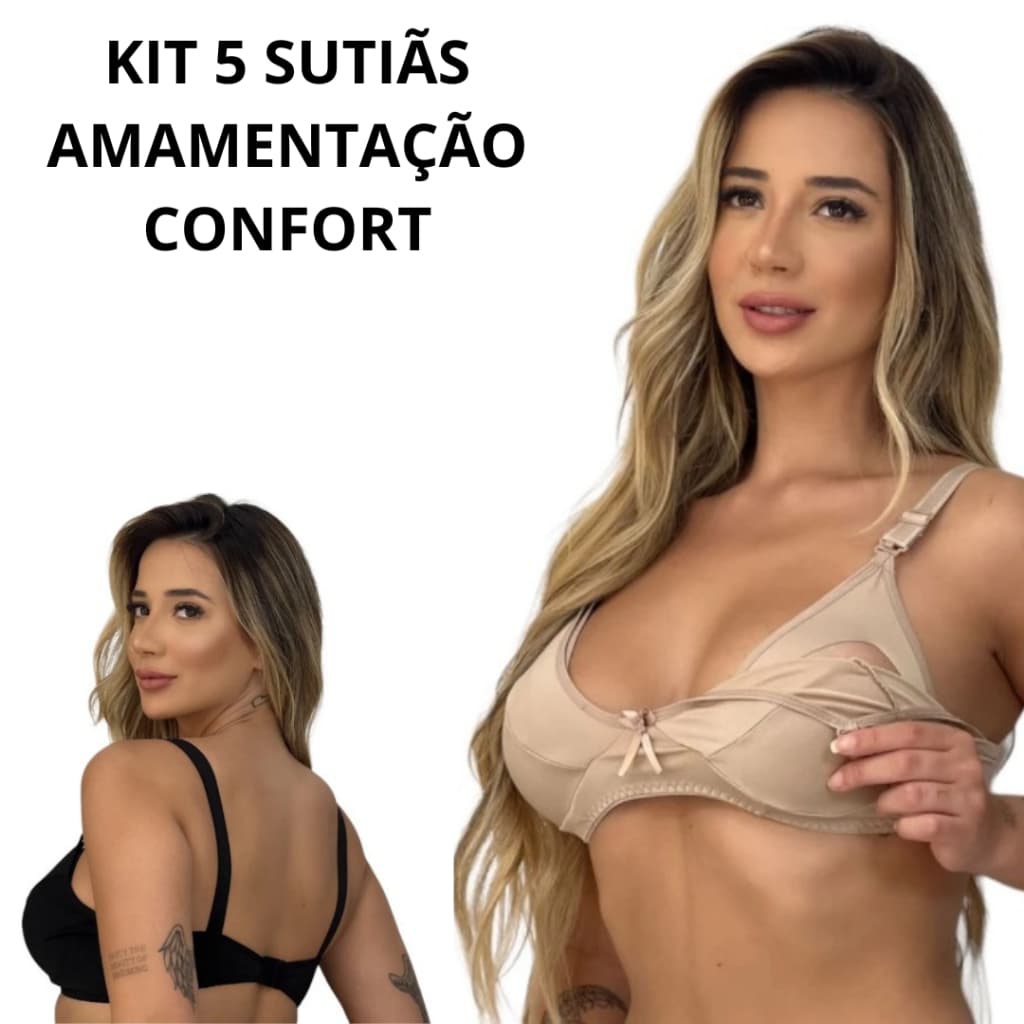 Kit 5 Sutiã Maternidade pós parto Abertura Frontal Clic Fácil S/ bojo conforto micro fibra lactantes