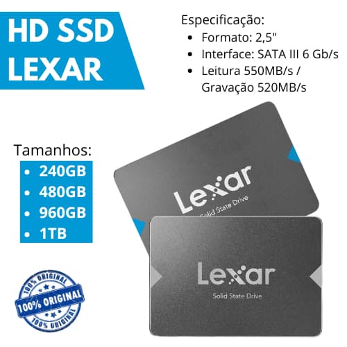 Hd Ssd 240GB / 480GB / 960GB / 1TB Lexar 2.5' SATA III 6Gb/s