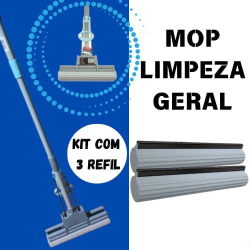 Kit Mop Rodo Limpeza Geral Plus Lava E Seca Com 3 Refis Original Praticidade
