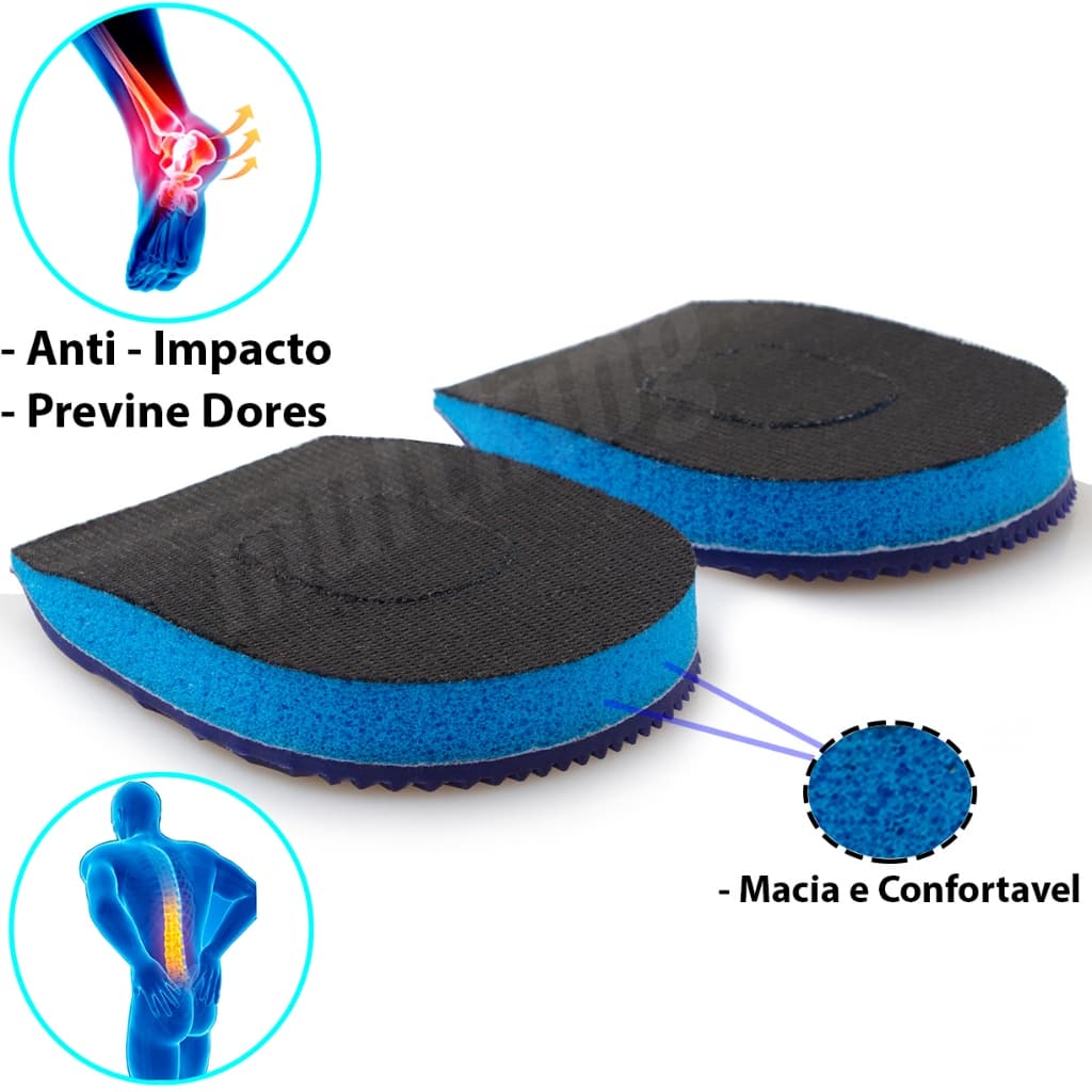 Calcanheira Espuma Gel Ortopédica Esporão Calcâneo Palmilha Anatômica Sola Anti Impacto Confortável Esporte