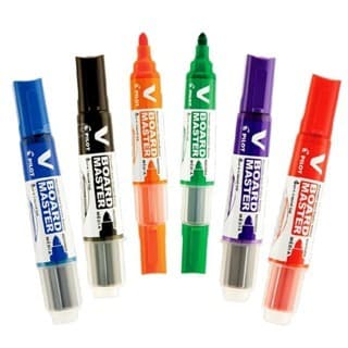 Kit 6 Pincel Quadro Branco Marcador Pilot Recarregável