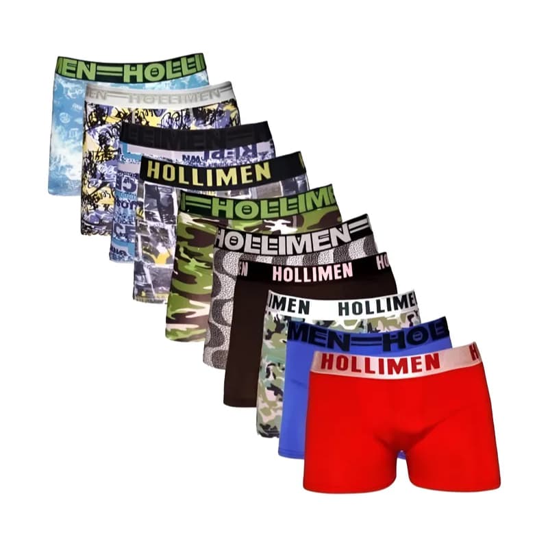 Kit 10 Cuecas Box Boxer Hollimen EMBALAGEM INDIVIDUAL Revenda Promoção Frete grátis