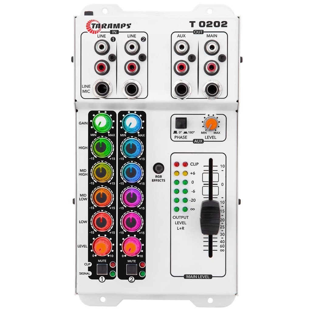 Mesa de Som Taramps T0202 Multicolor 2 Canais com Led RGB RCA e P10 Som Automotivo