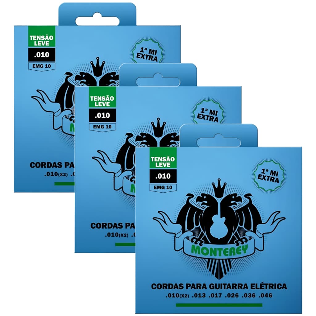 Kit Com 03 Jogos De Cordas Encordoamentos Para Guitarra Monterey By Solez 010