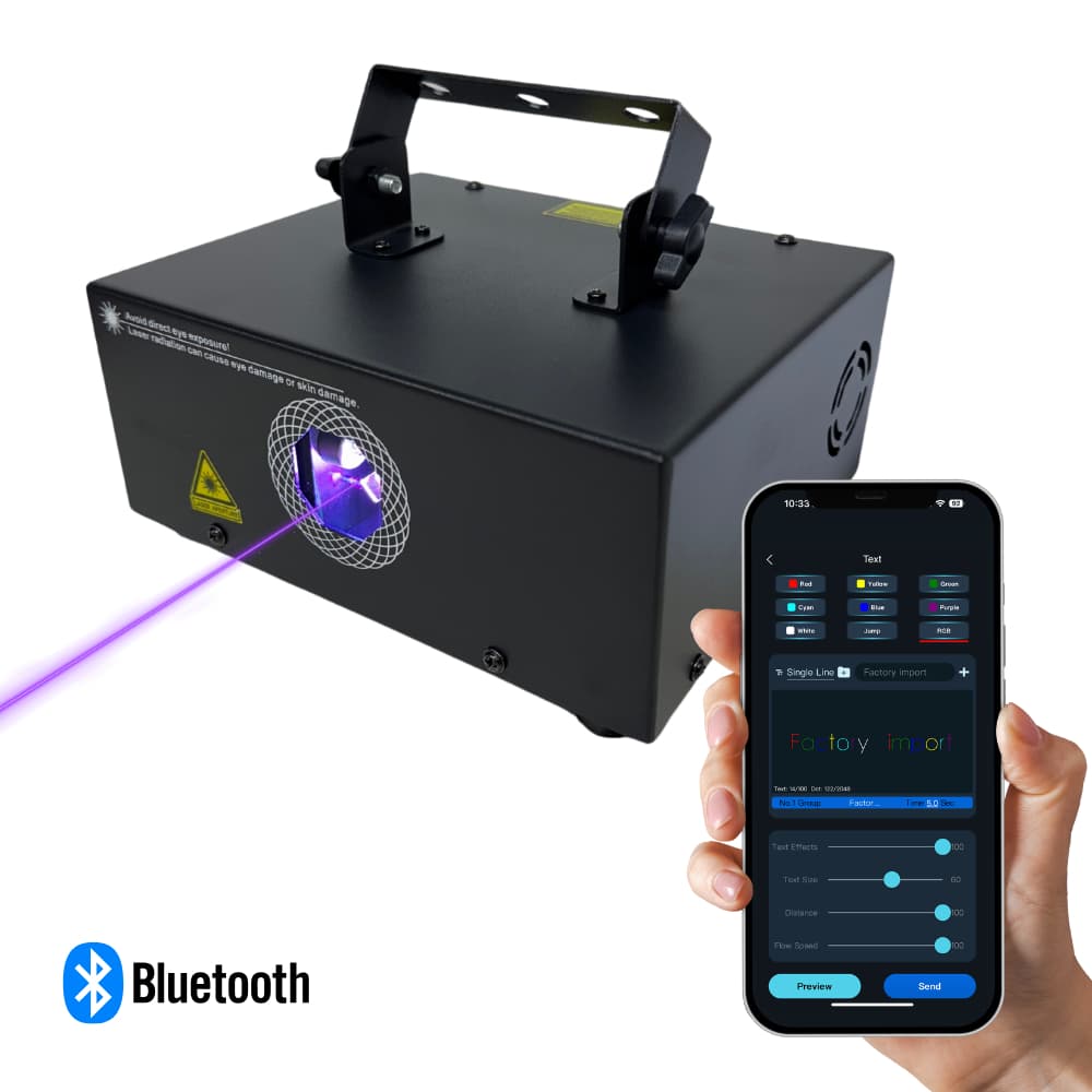 Laser Holografico Rgb 2W Com Controle Via Bluetooth Pelo Celular Para Efeito Djs Festas