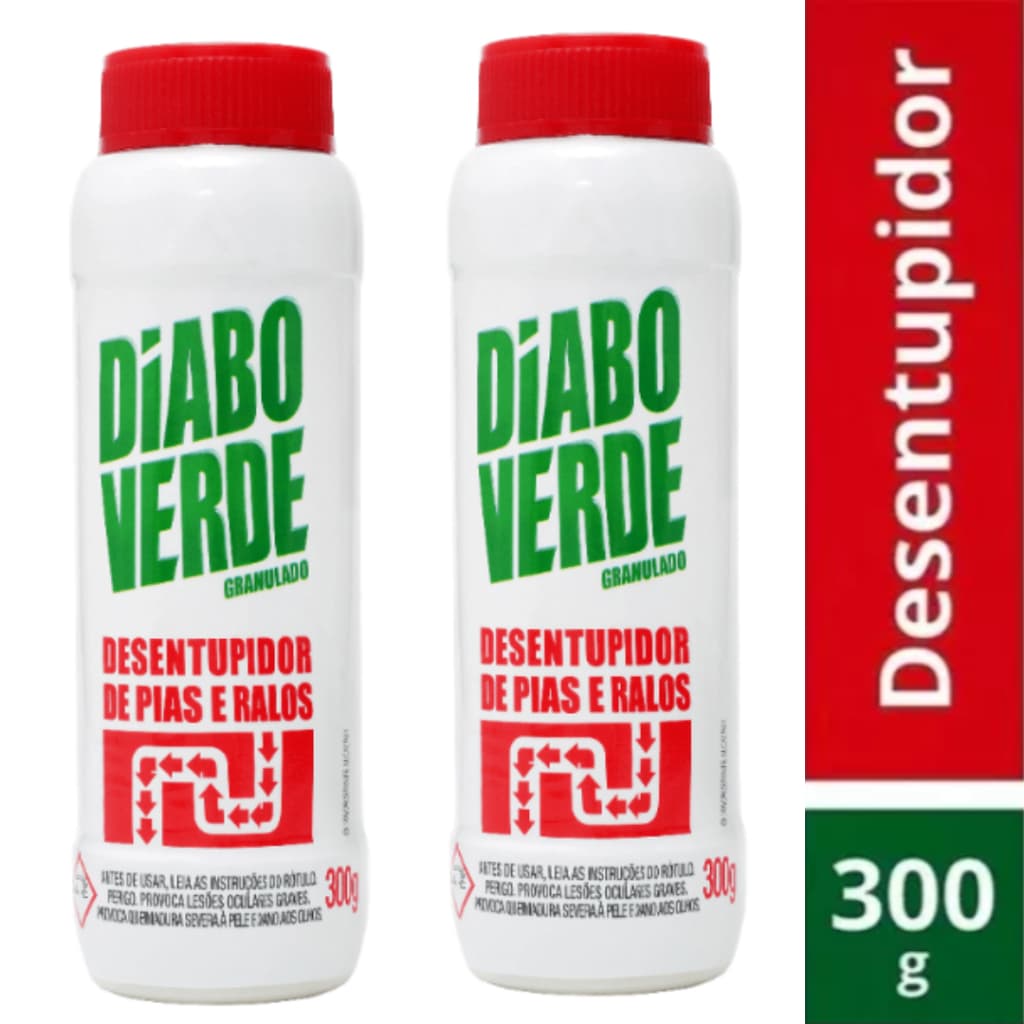 2 Desentupidor Granulado Diabo Verde Pia Ralo Vaso 300g