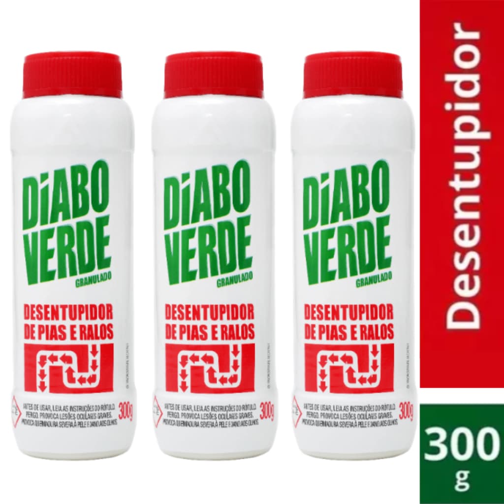 3 Desentupidor Granulado Diabo Verde Pia Ralo Vaso 300g