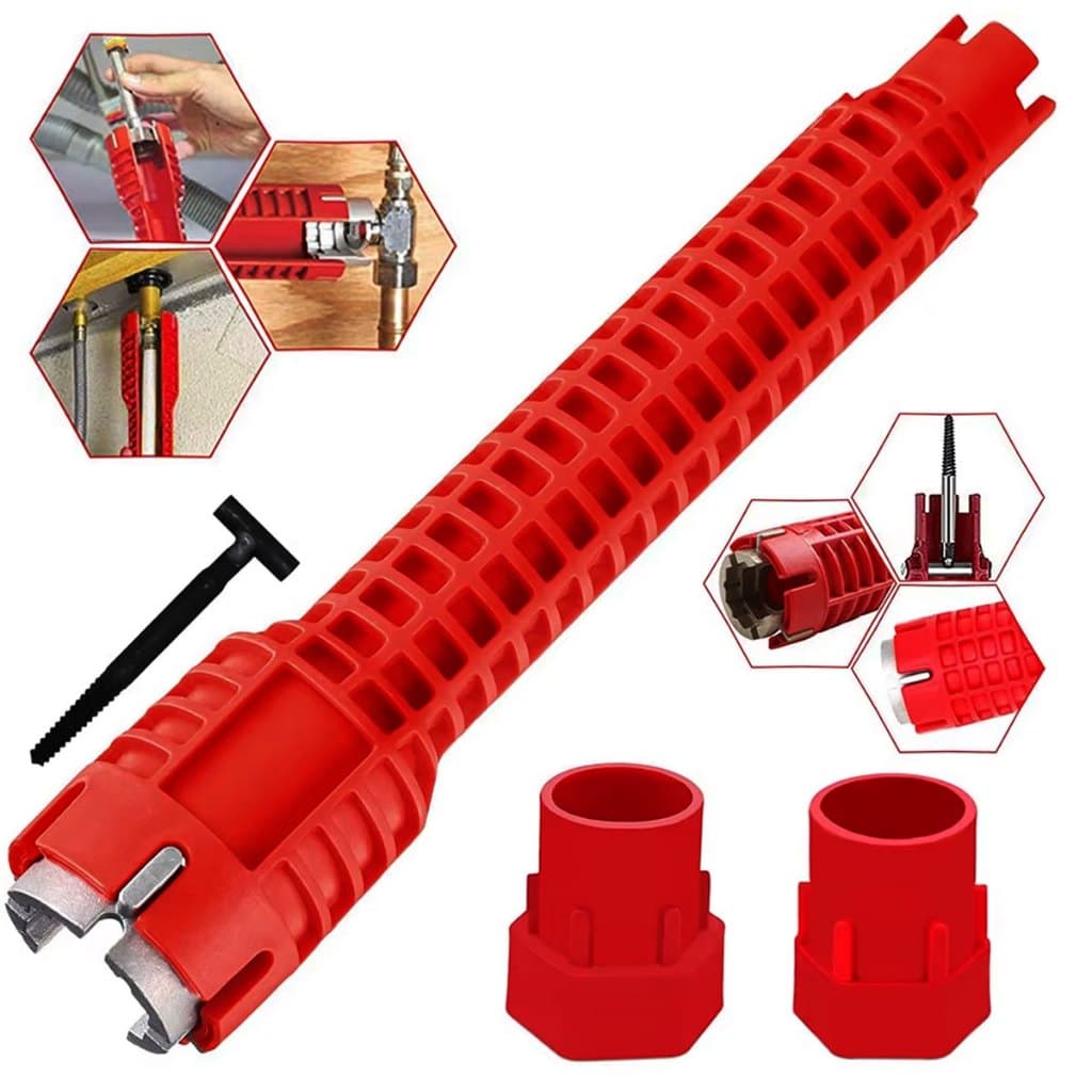 Chave Torneira Hidráulica Multifuncional 8x1 Grifo De Encanador Instalação Roscas Canos  Pia Lavabo
