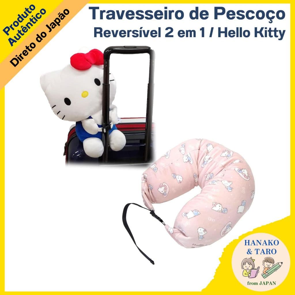 Travesseiro de Pescoço para Viagem Sanrio Transformação "Leve-me junto!" Hello Kitty Microbolas Fofo Reversível 2 em 1 [Direto do Japão]