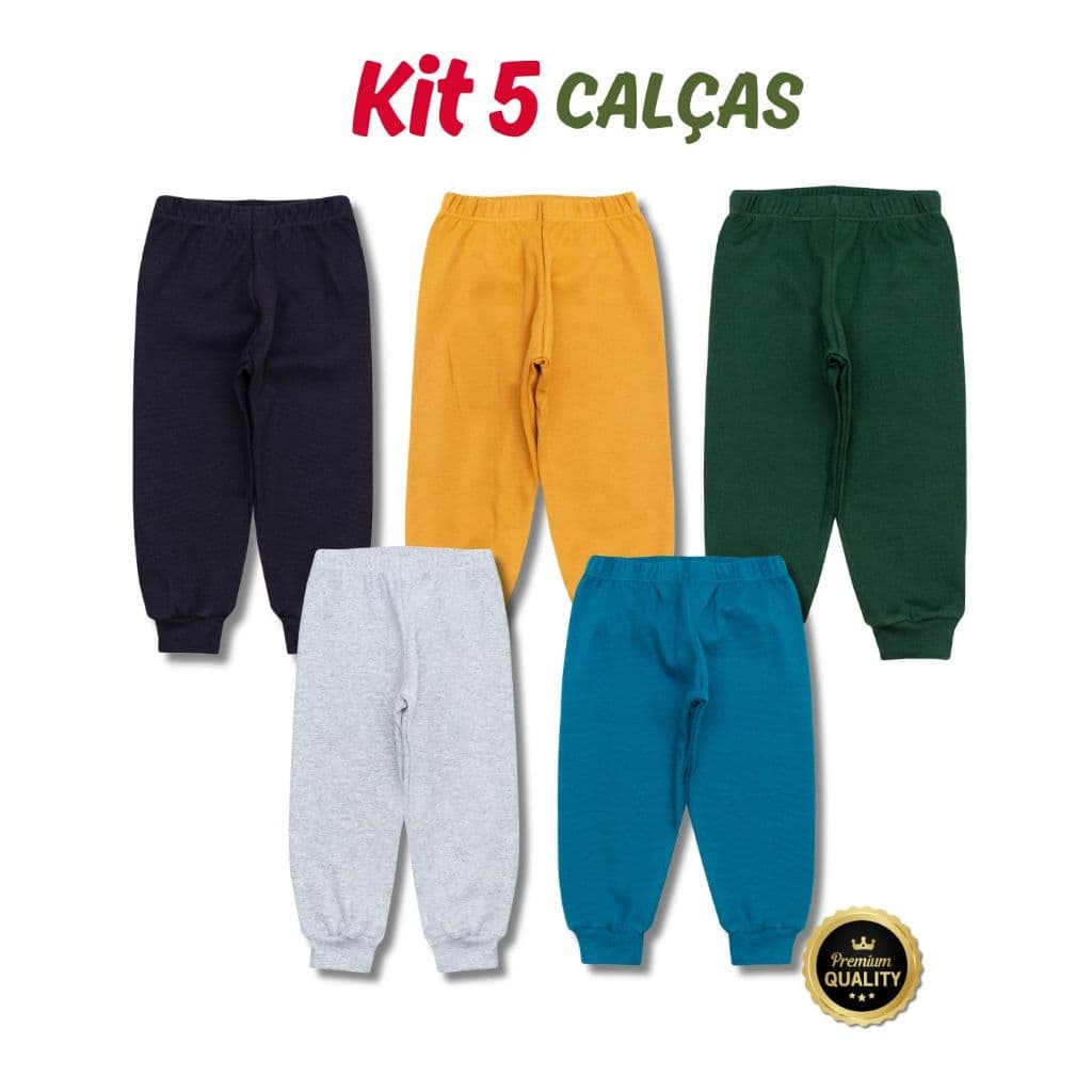 KIT 5 Calças bebê Infantil Mijão Culote Em Algodão Cor Sortido