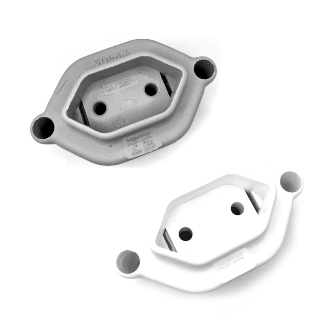 Tomada Redonda Externa 2 Pinos 10A Inmetro NBR 250V Bivolt Branco ou Cinza
