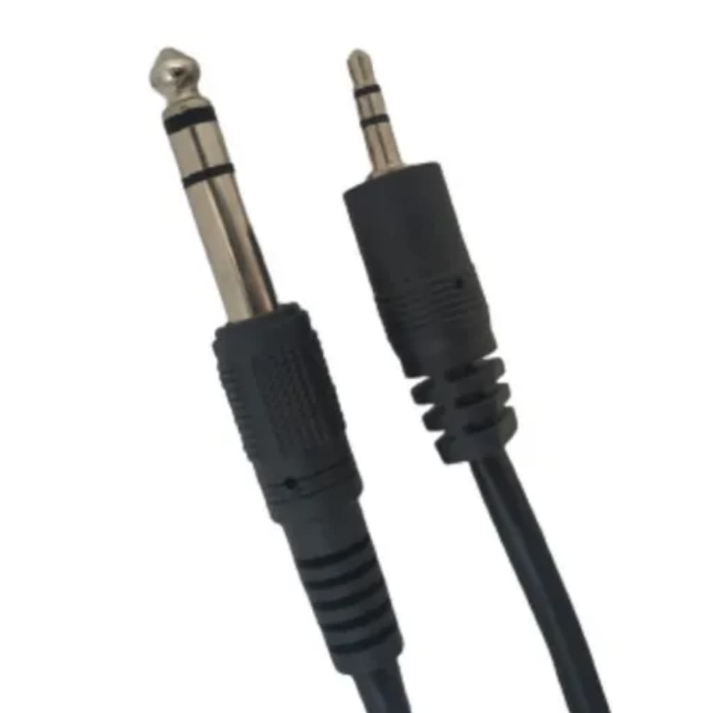 Cabo P2 + P10 Estéreo 3m  - LelongCabo Adaptador P2 (3.5mm) x P10 (6.35mm) Estéreo 3M Notebook Mesa Som
