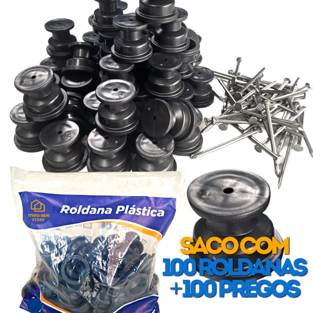 Isolador Roldana 100un Com Prego P/ Cerca Elétrica e Suporte Para Fios 30x30