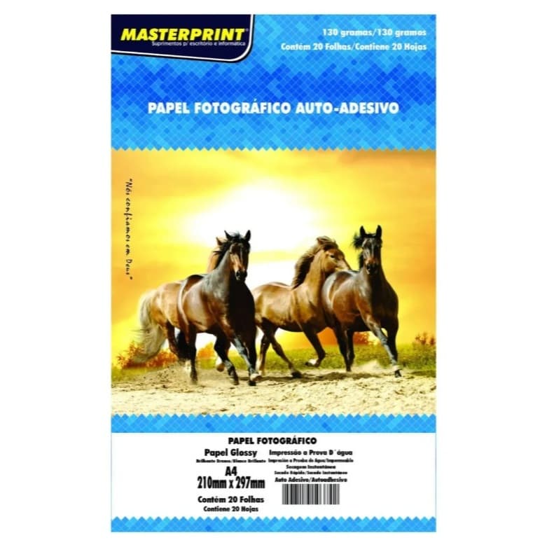 Papel Fotográfico A4 Adesivo Glossy 130g c/20 Fls Masterprint