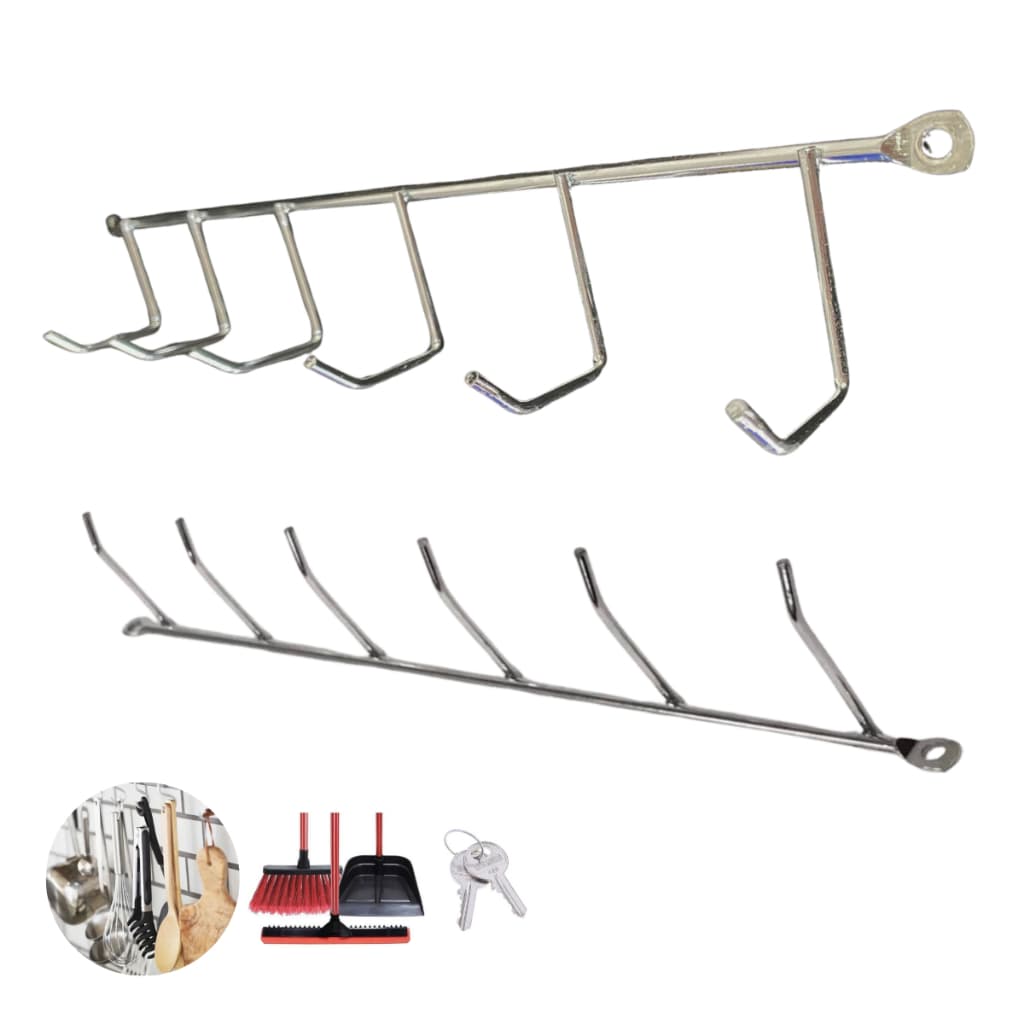 Kit 2 Suporte Organizador Porta Xicaras Fixar Interior ou Exterior Móveis Aço Cromado Antiferrugem Cozinha + Parafusos