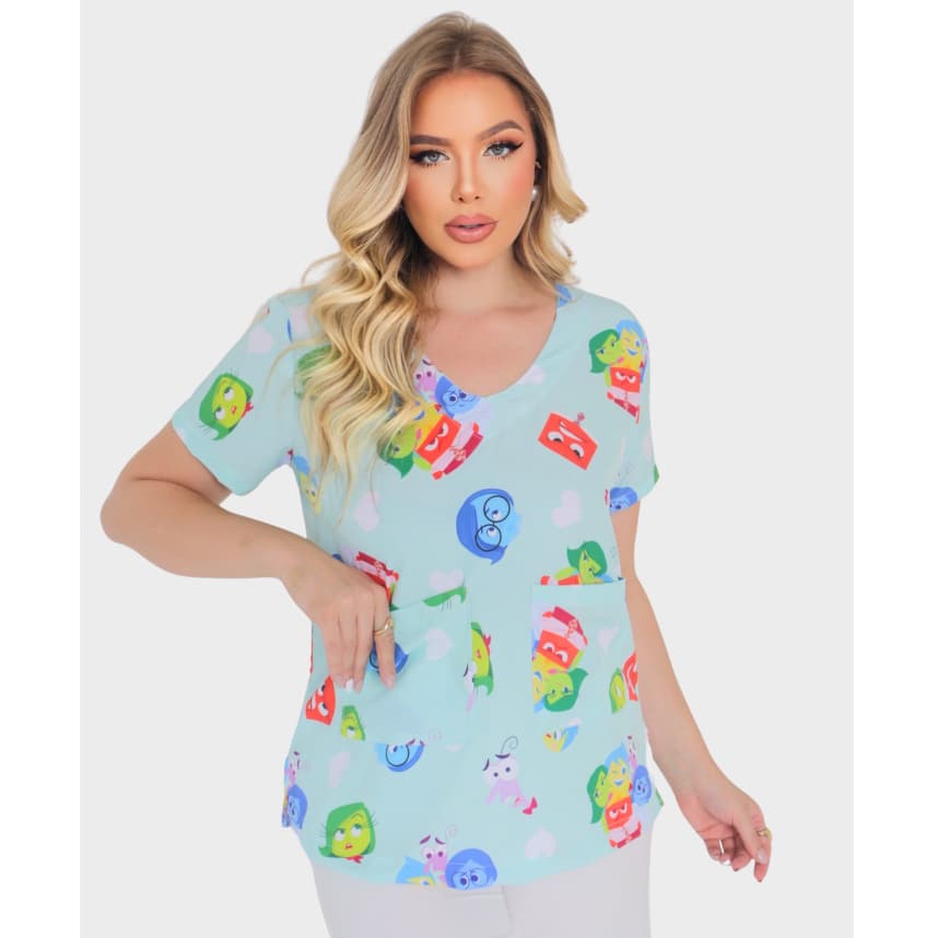 Scrub Blusa Feminino Pijama Personalizado Uniforme Estampado Gabardine Com Elastano | Divertidamente
