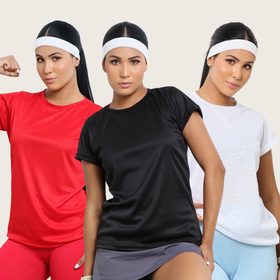 Kit 3 Camisetas Dry Fit Feminina - Casual - Treino - Academia - Esportes - Exercícios - Corrida