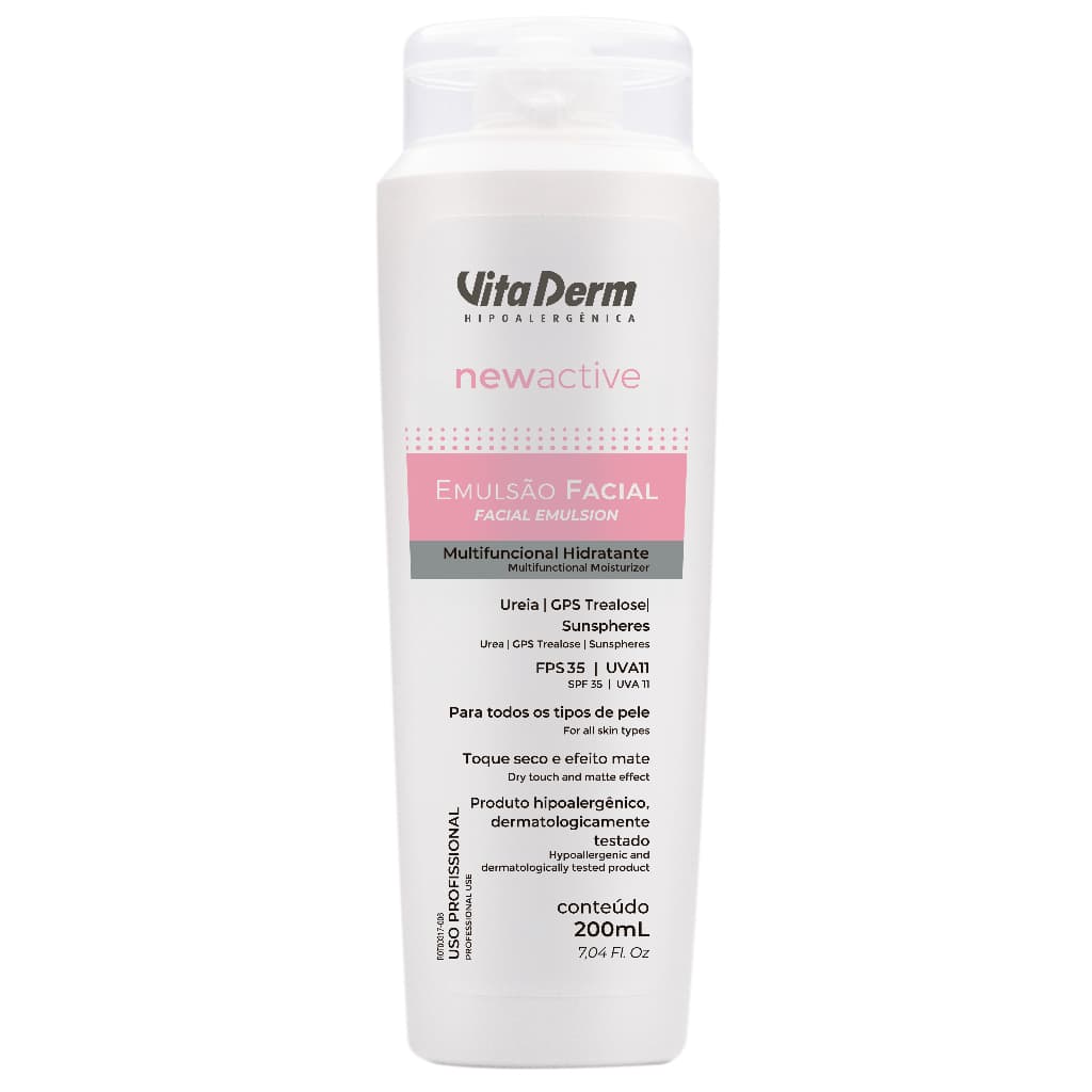 Hidratante Facial Vita derm FPS 35 New Active 200ml • Oil Free • Vegano • Proteção UVA/UVB