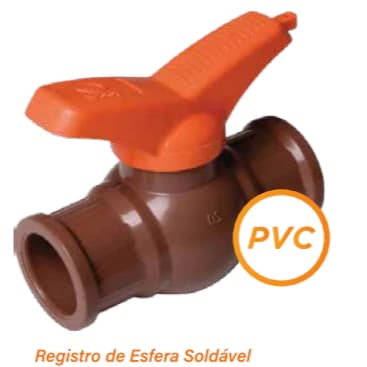 REGISTRO ESFERA PVC 25MM (3/4") SOLDÁVEL 1/4 DE VOLTA