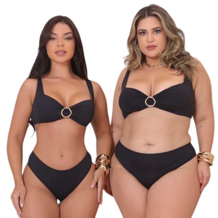 Biquini Sustentação Decote Banhado Ouro Malha Poliamida Confort AppleSmell