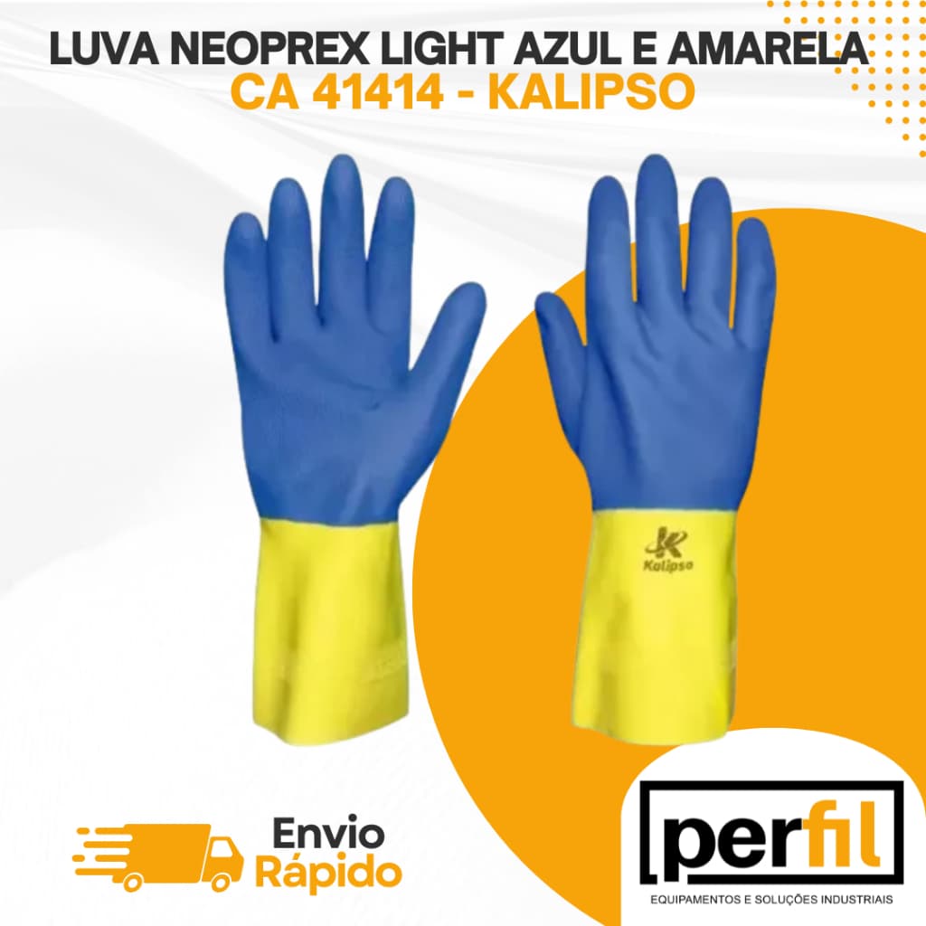 Luva Latex E Neoprene Light Bicolor Proteção Quimica Limpeza Kalipso