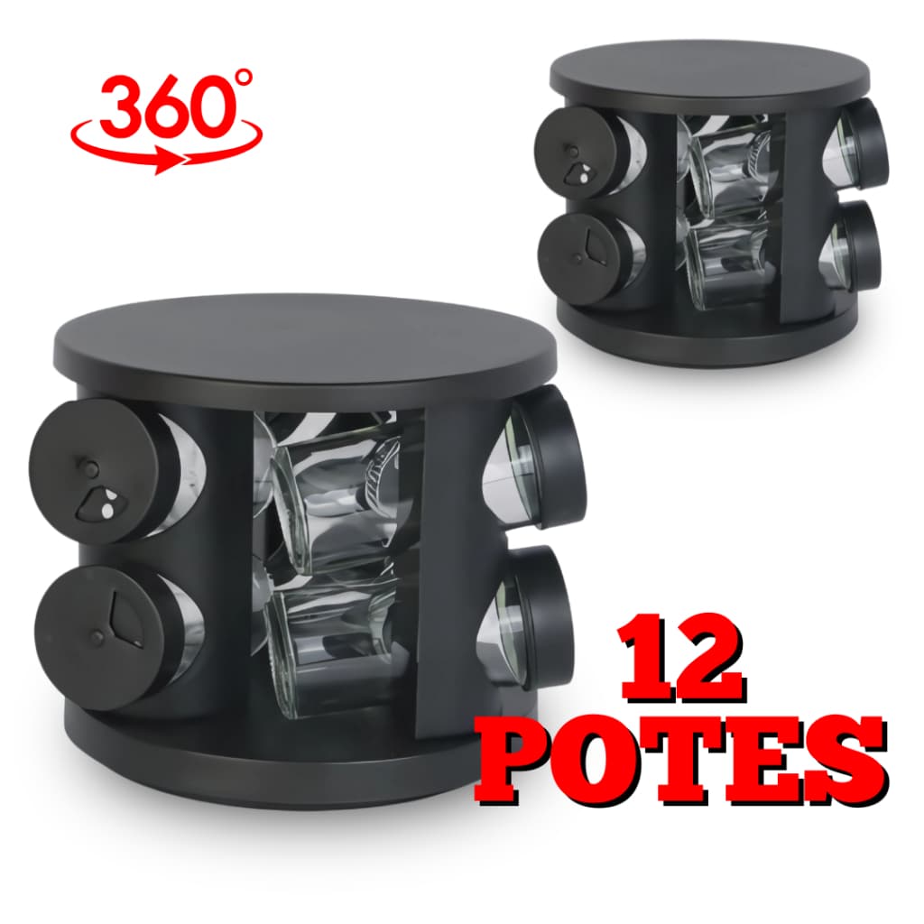 Kit 2 Porta Condimentos Temperos Giratório 6 Peças Vidro 90ml Tampa Dosadora 360 Graus