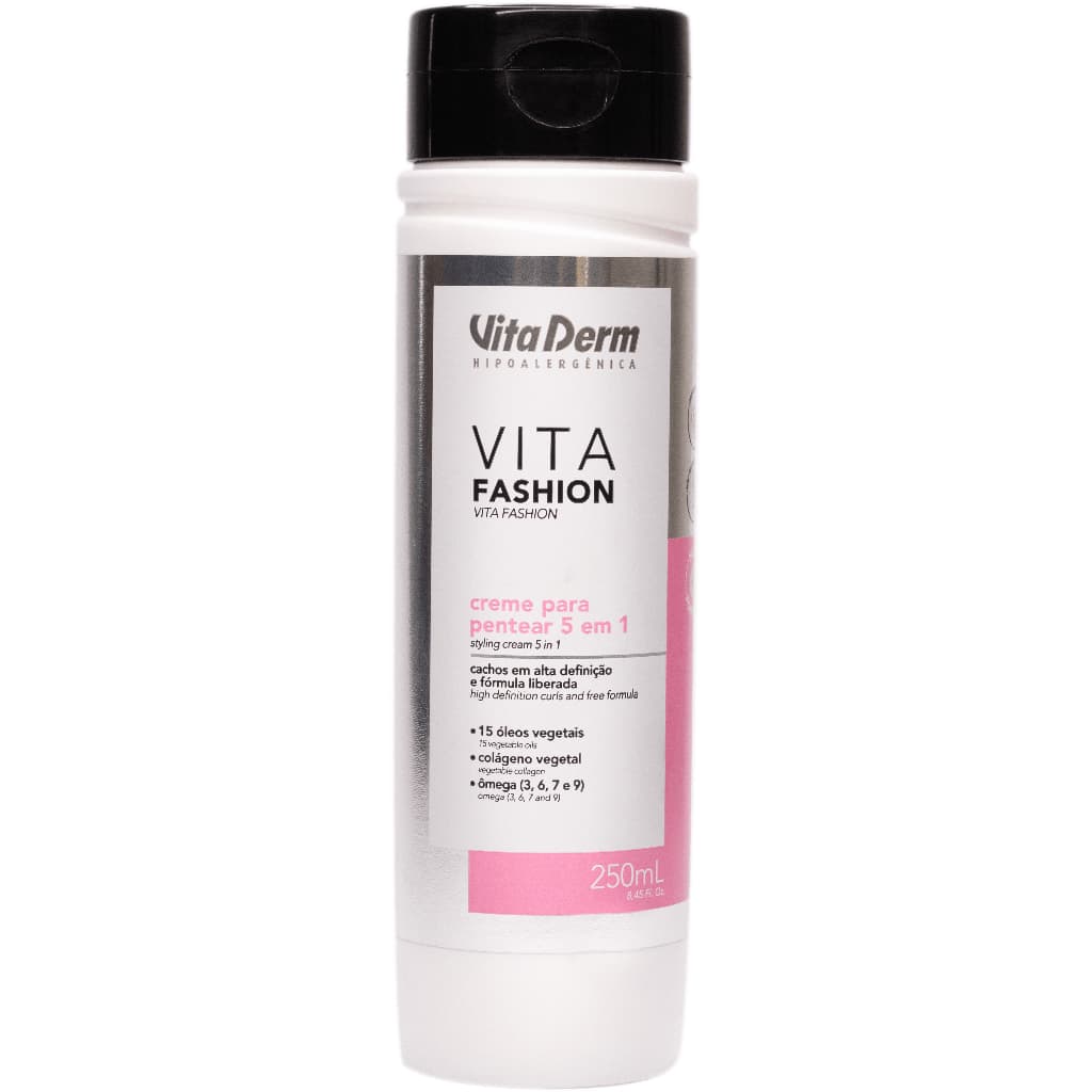 Creme para Pentear Cachos 5 em 1 Vita Fashion Vita derm 250g • Definição • Liberado • 15 Óleos