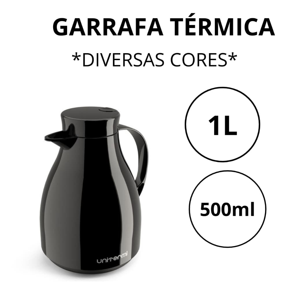 garrafa térmica café Paris 1 Litro e 500ml Unitermi Bule Com Gatilho