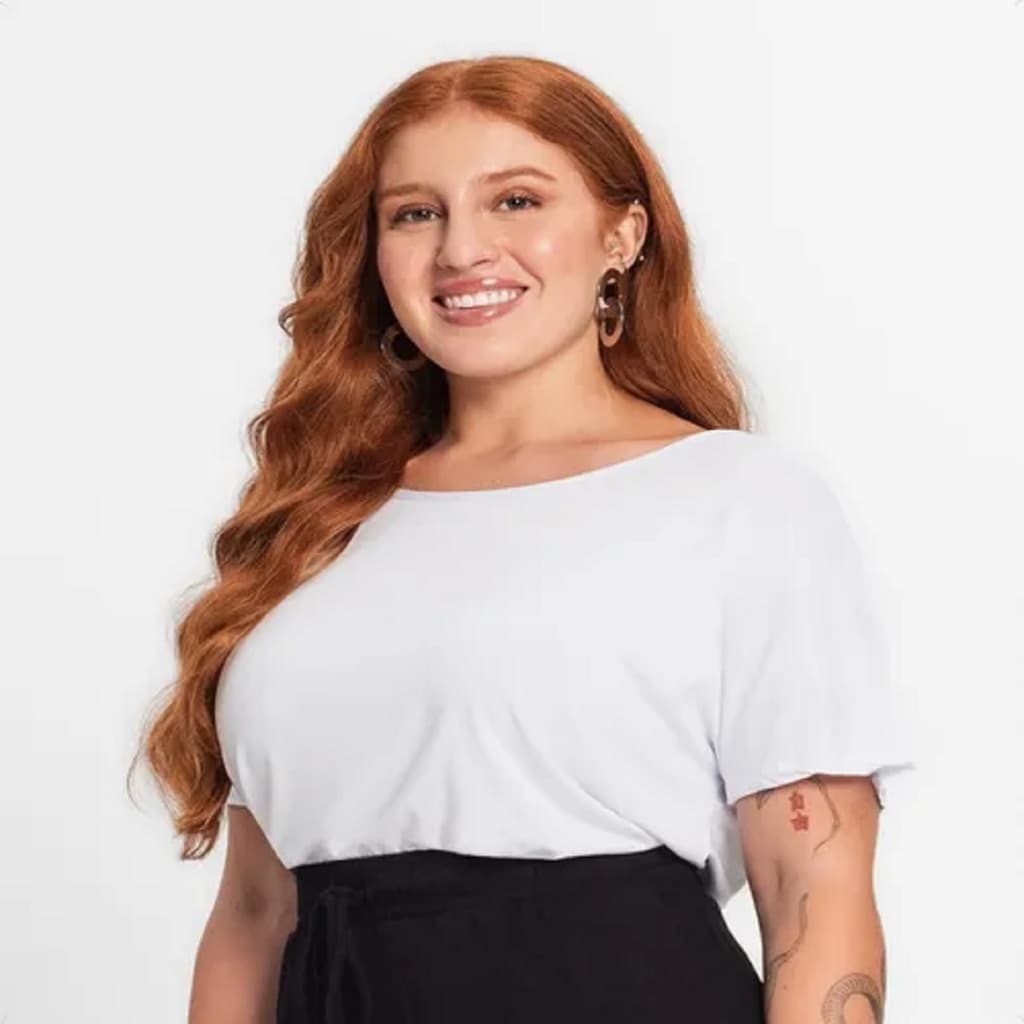 Blusa Feminina Manga Curta De Viscotorcion Branco