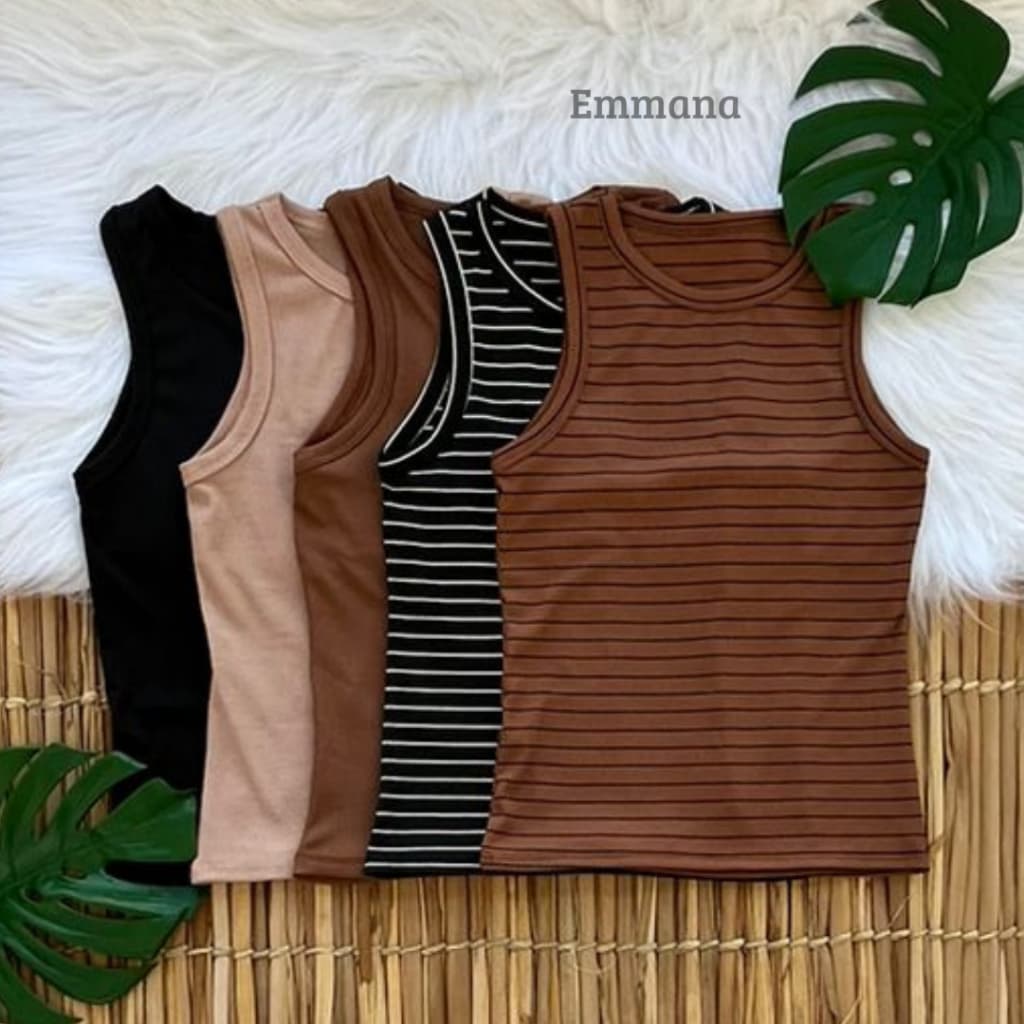 Kit 5 Regata Canelada Feminina LIsa/Listrada Blusa Básica Camiseta Casual
