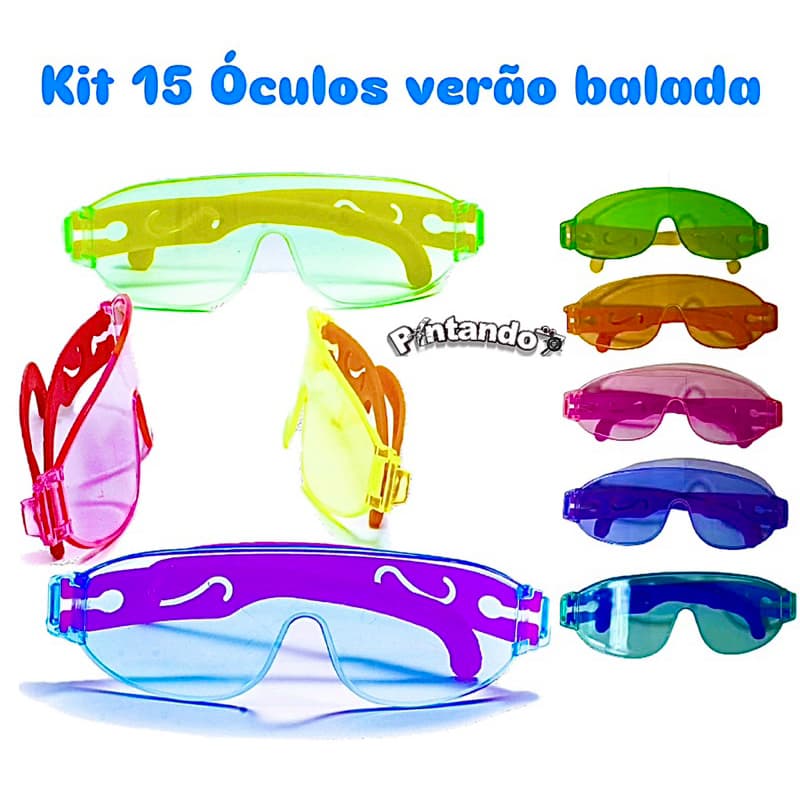 Kit 15 Óculos Coloridos Verão sem Grau Lembrancinha Festa Infantil Casamento Formatura Balada