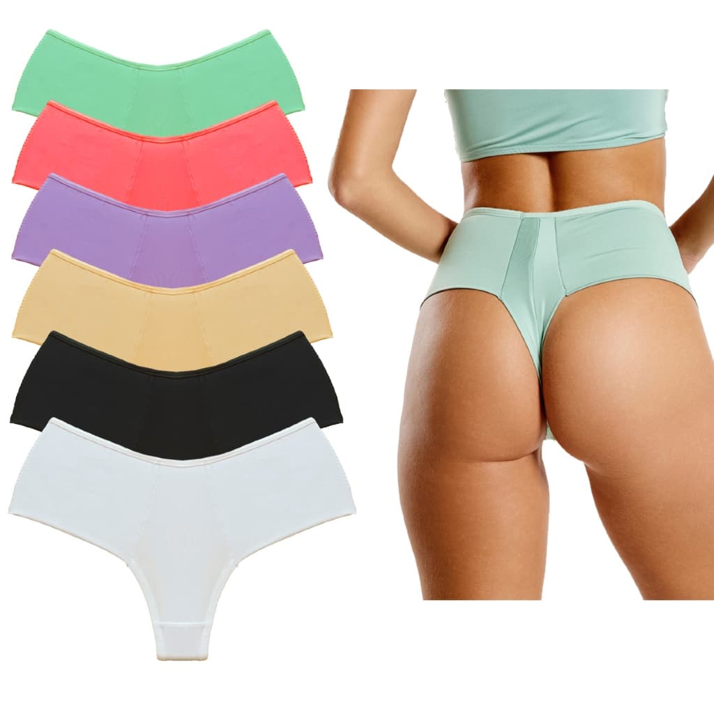 Calcinhas Segura Barriga Kit Cos Pala Alta Fio Dental Duplo Costas Invisível Não Marca Roupa