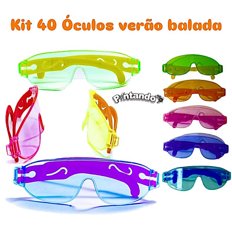 Kit 40 Óculos Coloridos Verão Sem Grau Lembrancinha Festa Infantil Casamento Formatura Balada