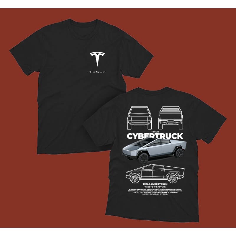 Camiseta Carro Tesla Cybertruck 100% Algodão Unissex