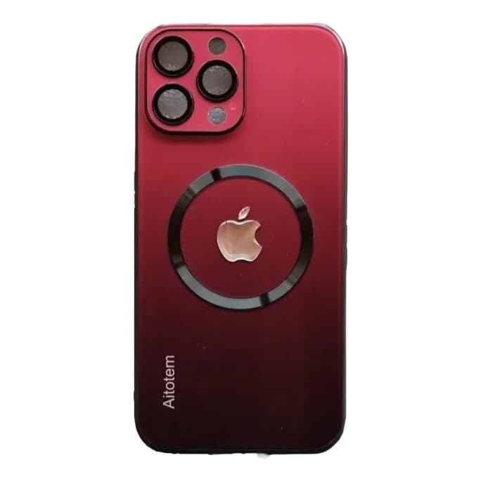 Capa iPhone 13 Pro Max Magsafe Vidro Vermelho Capinha
