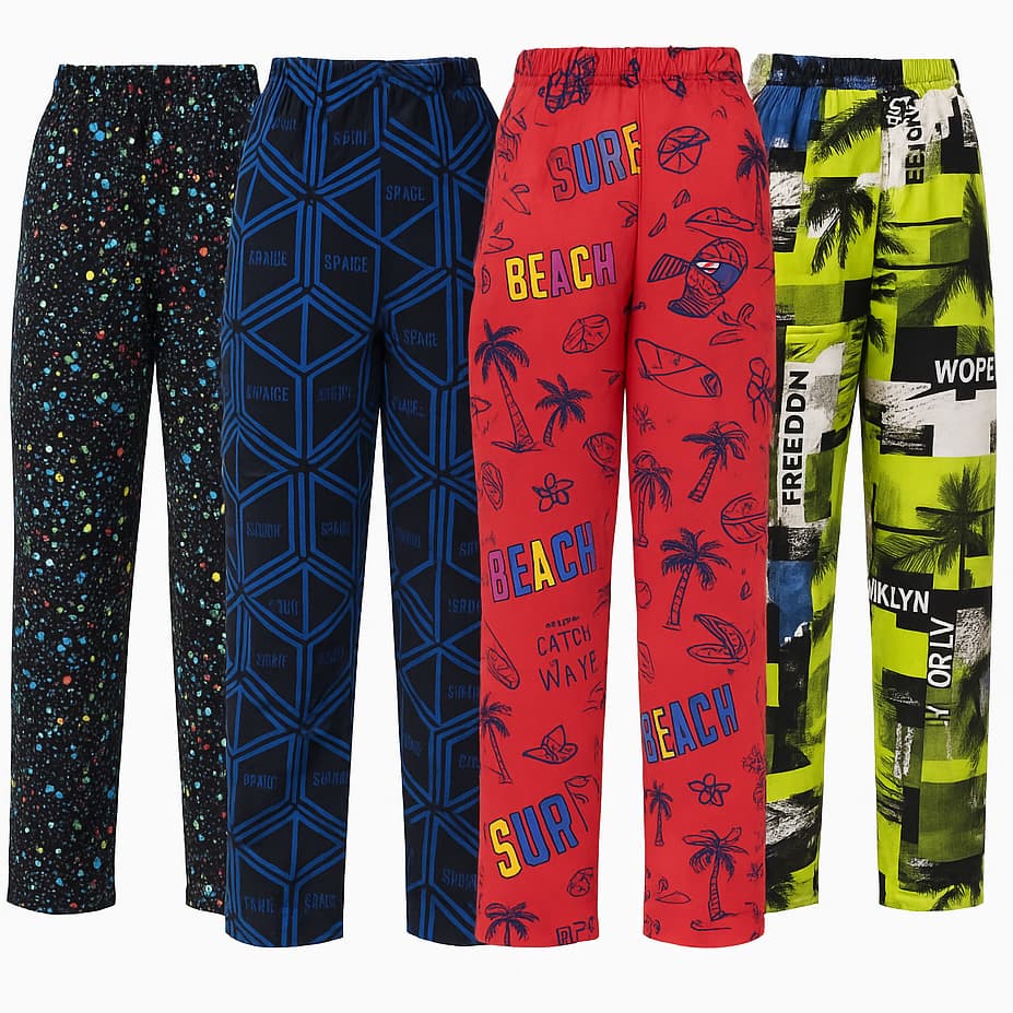 Pijama infantil calça menino e meninas kit 3 peças cores sortidas.
