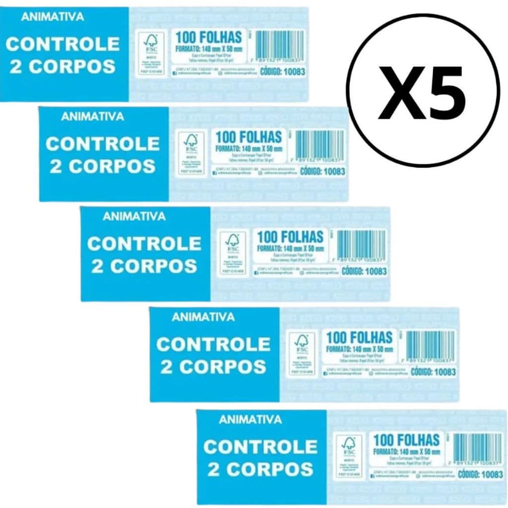 Controle 2 Corpos 100 folhas 140mm X 50mm