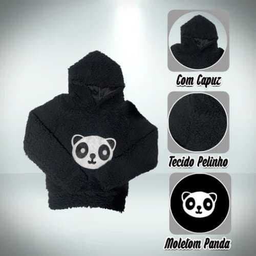 Blusa de Frio Infantil Moletom Peluciado Desenho Panda Pelinho Casaco Menina