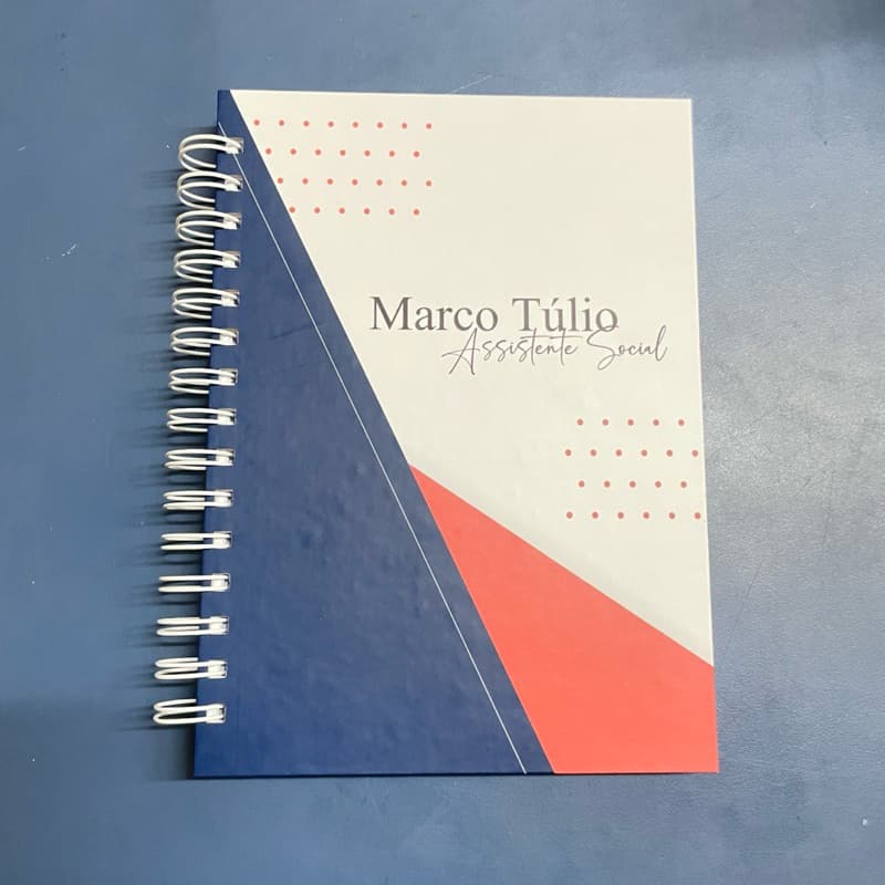 Caderno Masculino Azul Neutro – Personalizado com Nome | 200 Páginas