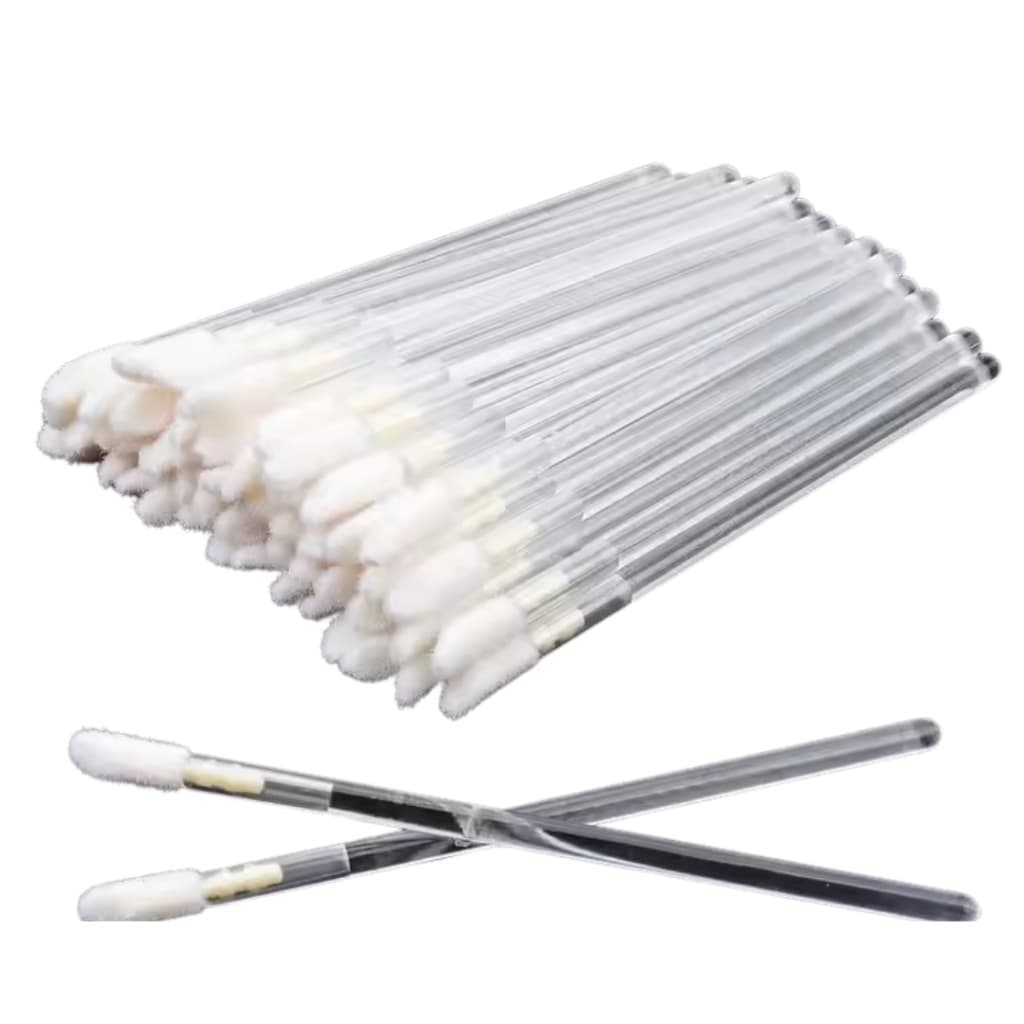 Kit 50/100/200 ou 250 Pincéis Aplicadores Descartavéis de Baton e Gloss com Glitter Limpeza Cilios