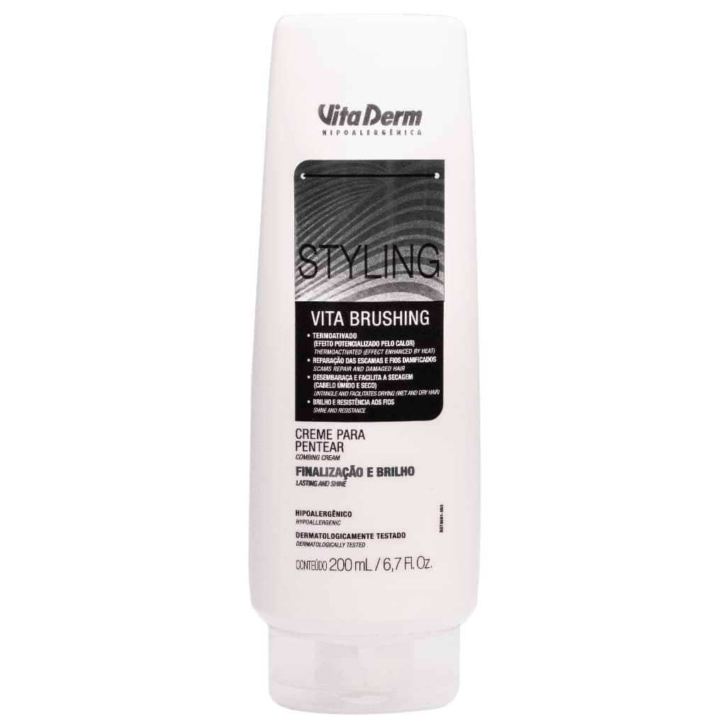 Creme para Pentear Leave-In Vita Brushing Vita derm 200g • Proteção Térmica • Facilita a Escova