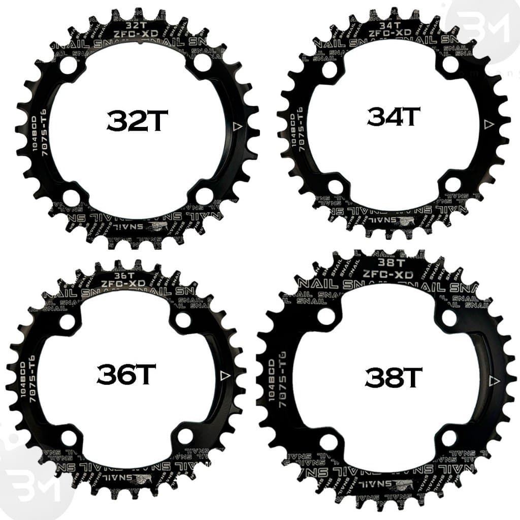 Coroa Única BCD 104mm Para Pedivela 4 Furos Bike Narrow Wide 30/32/34/36/38 Dentes Em Alumínio