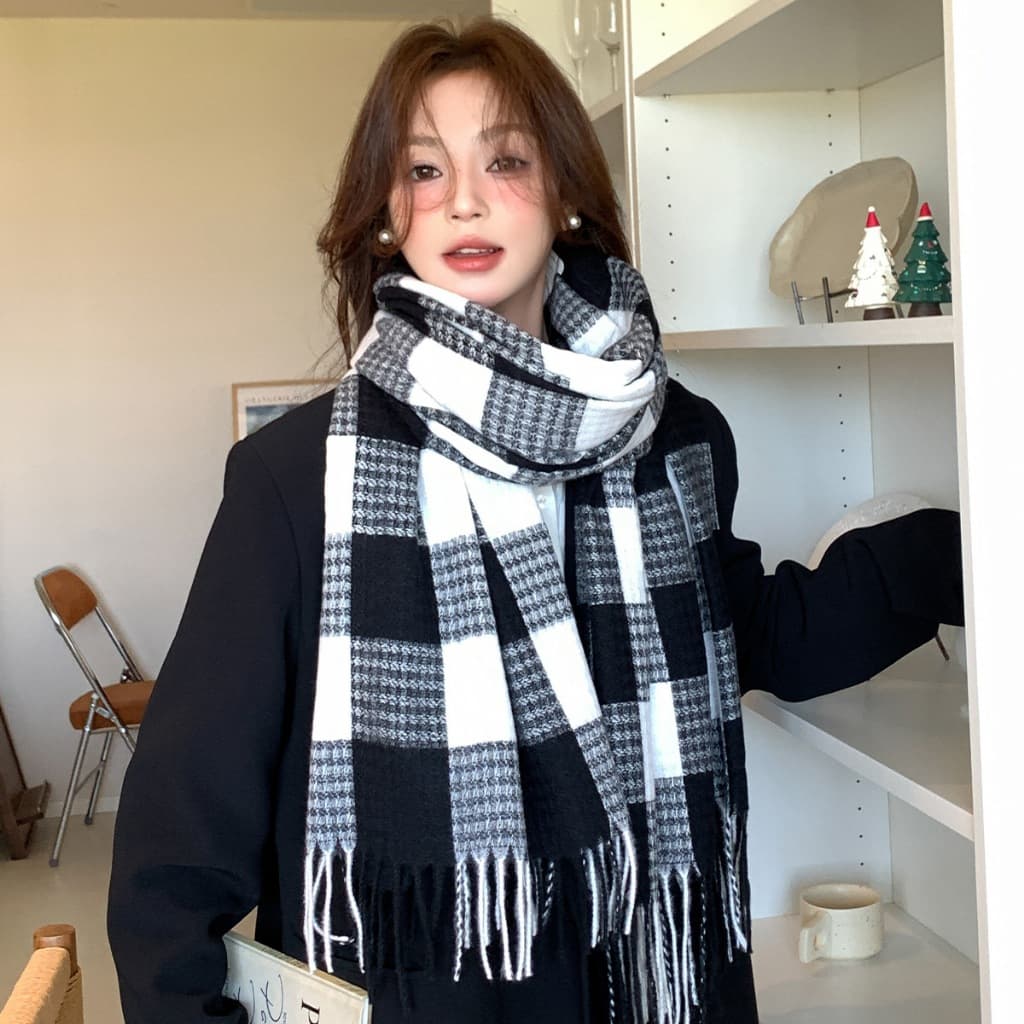 Cachecol Feminino Grande Moda Europa Lenço Pashmina Echarpe Grosso Bem Quente Para Frio Inverno 220G