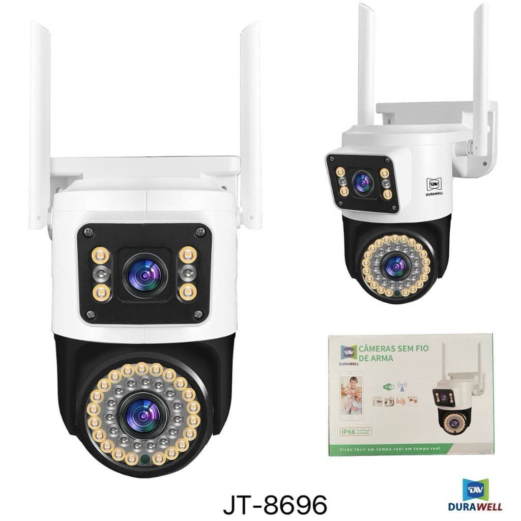 Câmera De Monitoramento WIFI Lente Dupla Visão Noturna Externa IP66 Proteção Segurança Prova D'água