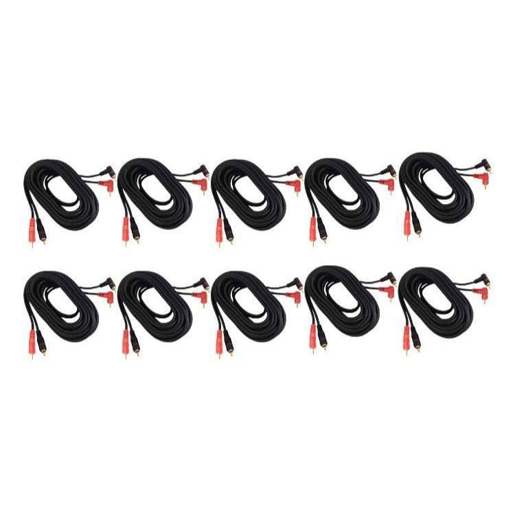 10 UN. Cabos Rca 2 X 2  com Fio Terra 5 metros Áudio Som  e Som Automotivo Flex Preto