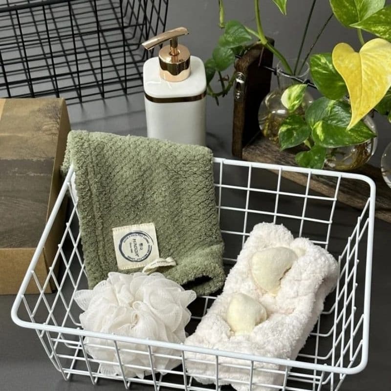 Kit Banho Presente Spa Premium 3 Pçs C/ Toalha de rosto Faixa De Cabelo E Bucha - Skincare Conjunto De Banho